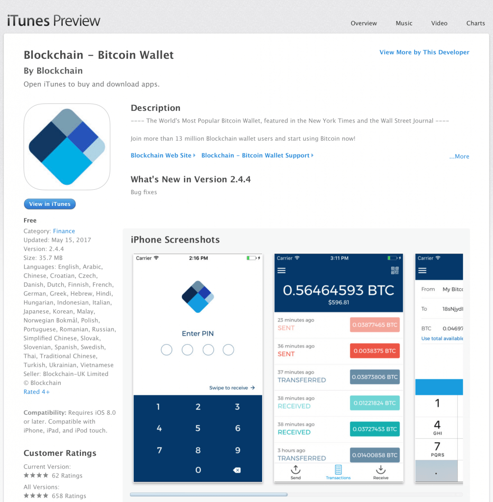 Bitcoin iOS App Blockchain Wallet