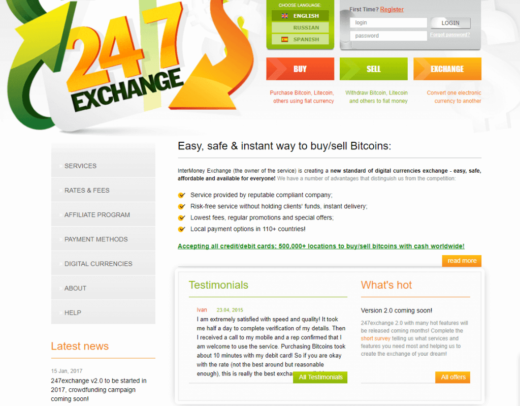 Exchange bitcoin with 247Exchange