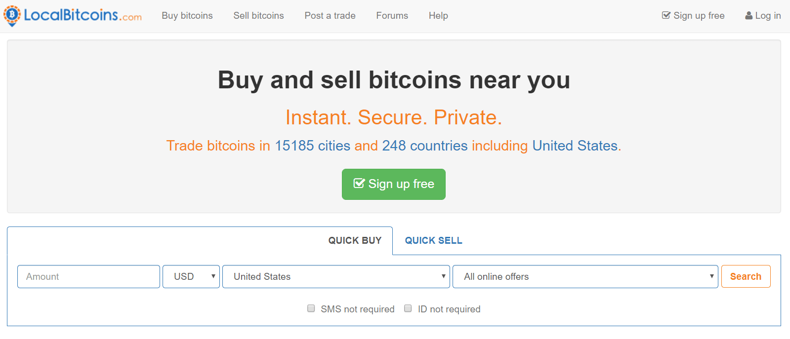 Get bitcoins at LocalBitcoins exchange
