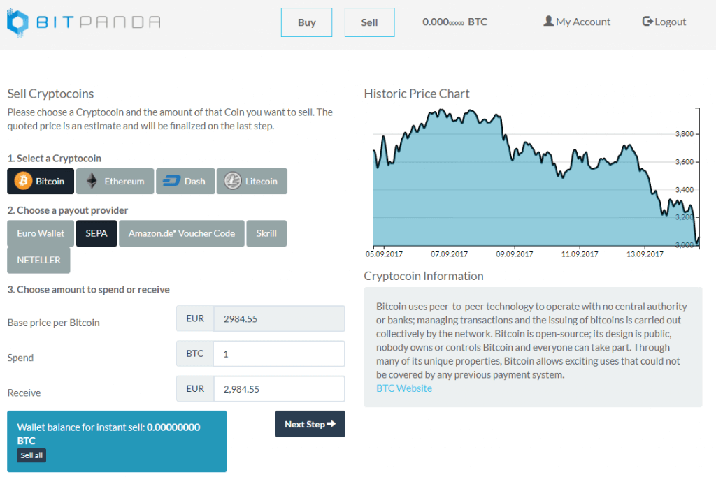 Go to the buy page on BitPanda