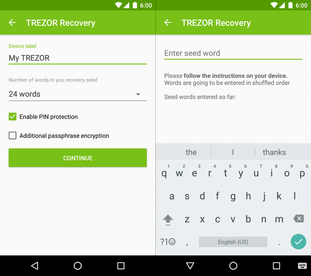 TREZOR app for Android