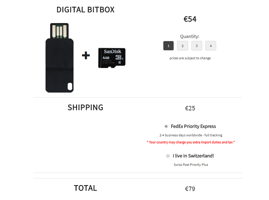 Digital Bitbox cost
