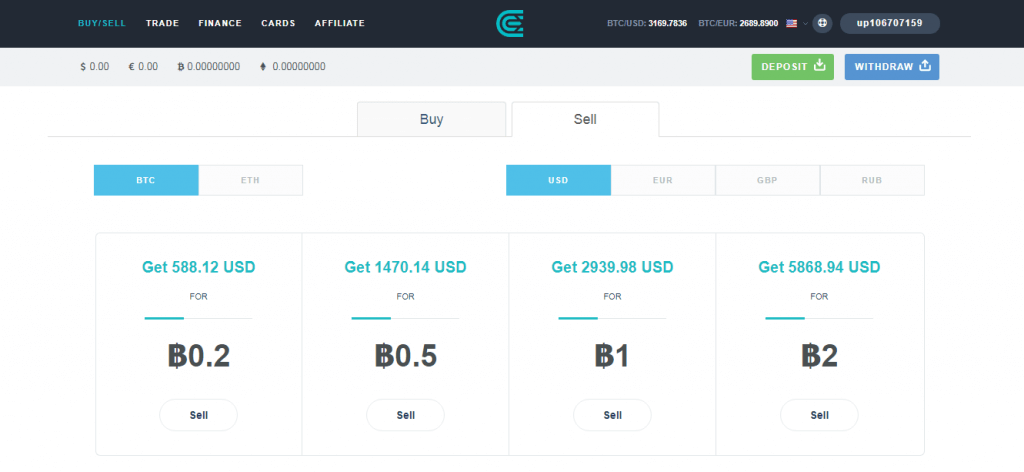 Sell bitcoins at CEX.IO