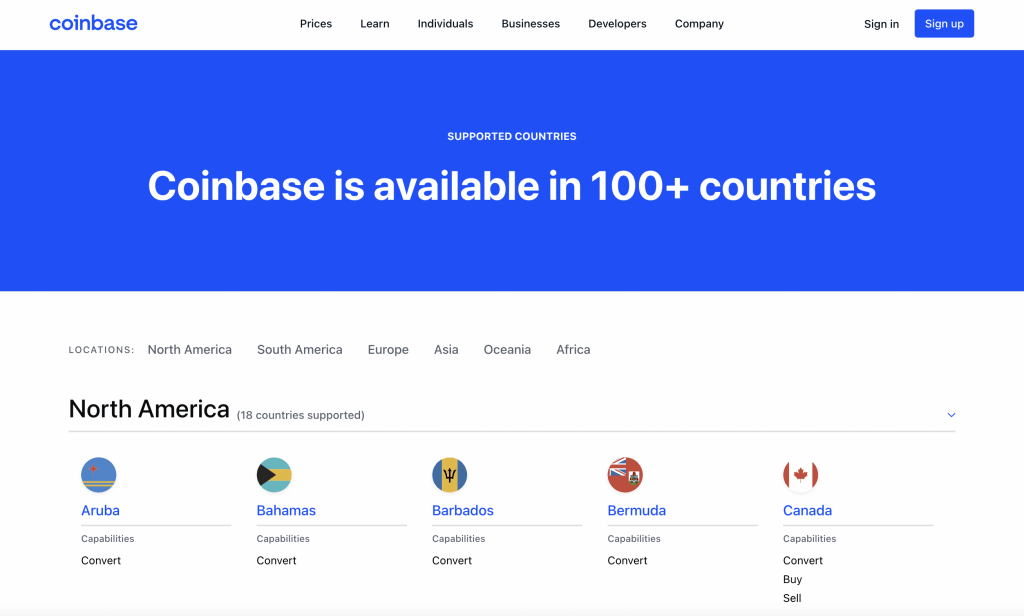 Coinbase Country List 2022