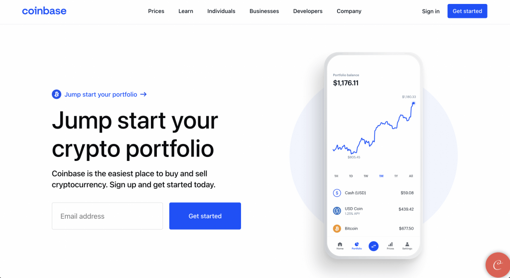 Coinbase Homepage 2022