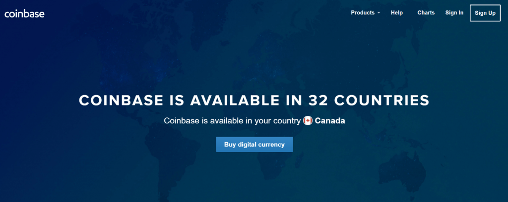 Coinbase available in different countries