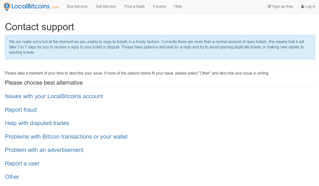 Contact support at LocalBitcoins