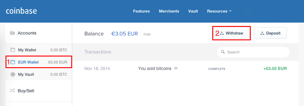 how to withdraw bitcoins from coinbase