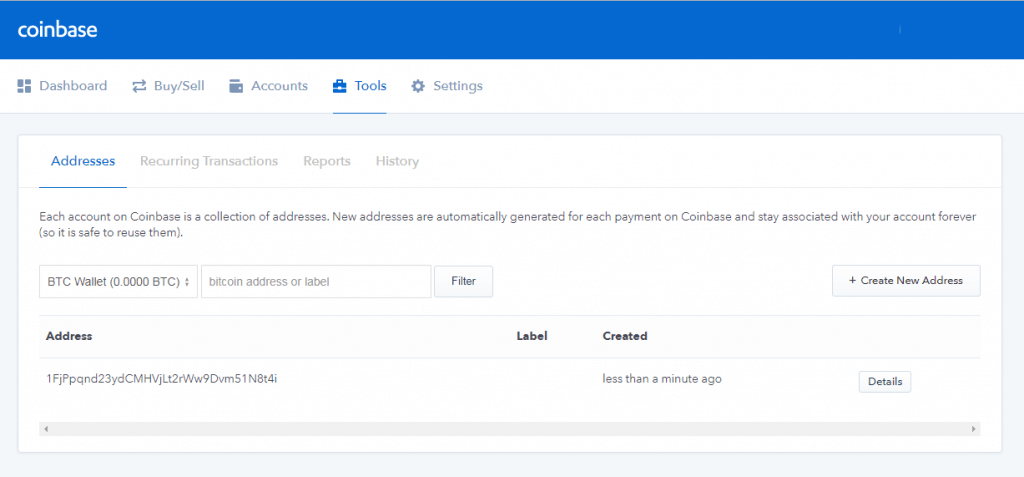 Find wallet address at Coinbase