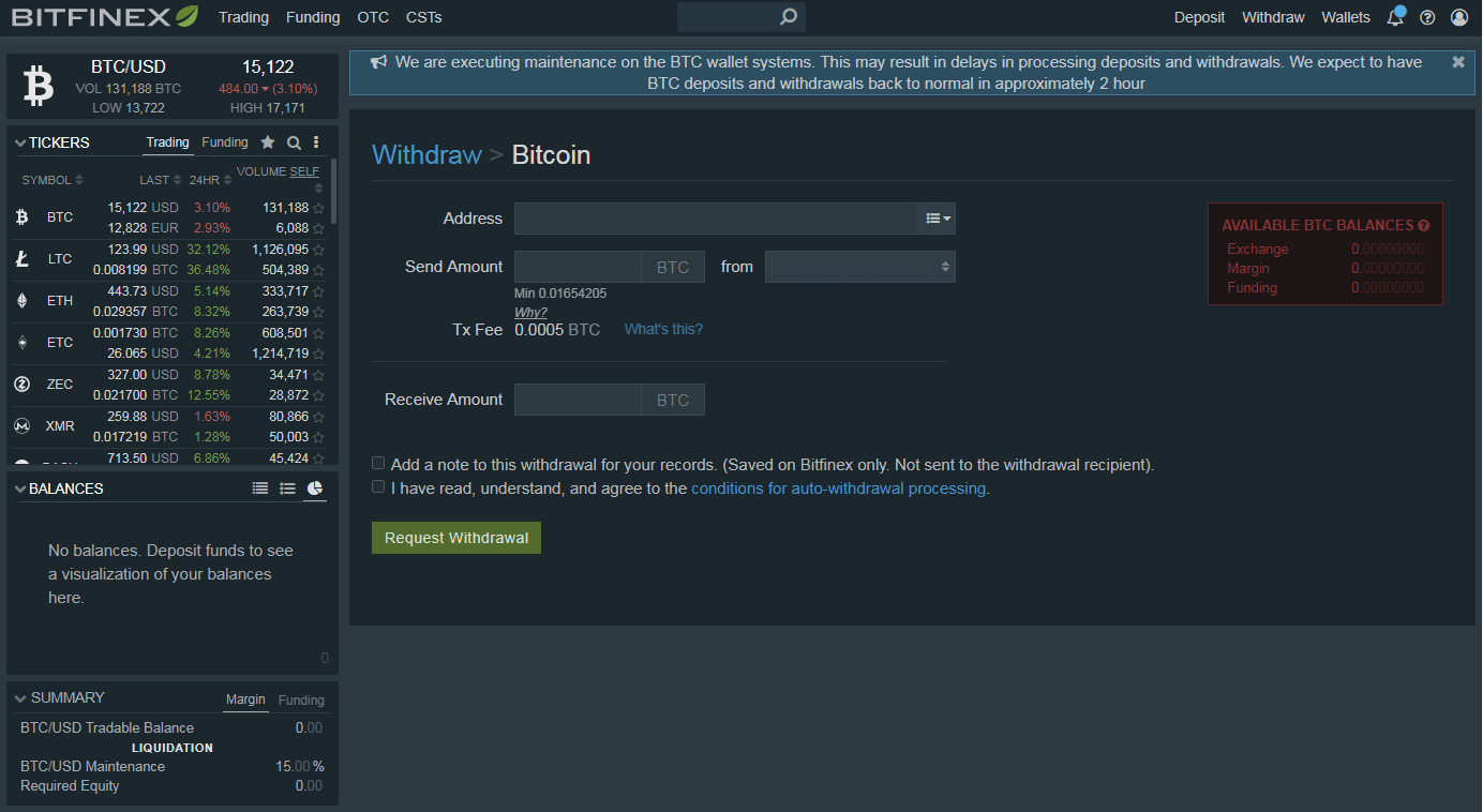 withdraw btc from bitfinex