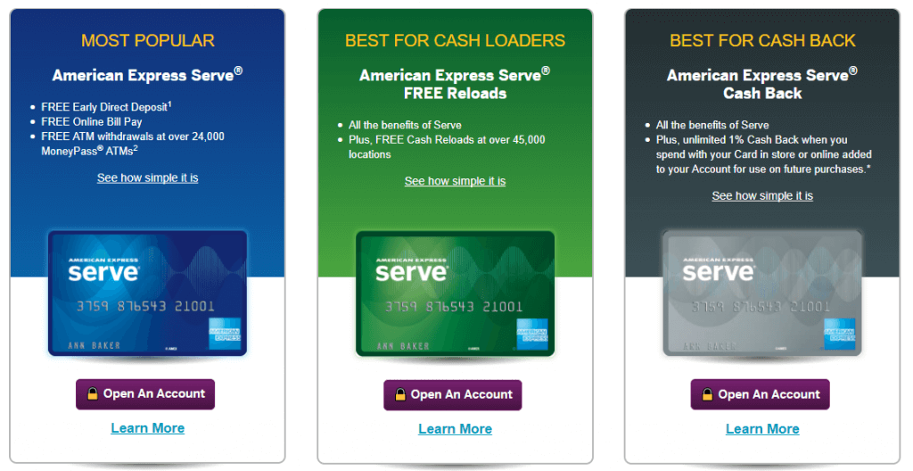 Available programs for debit cards at American Express