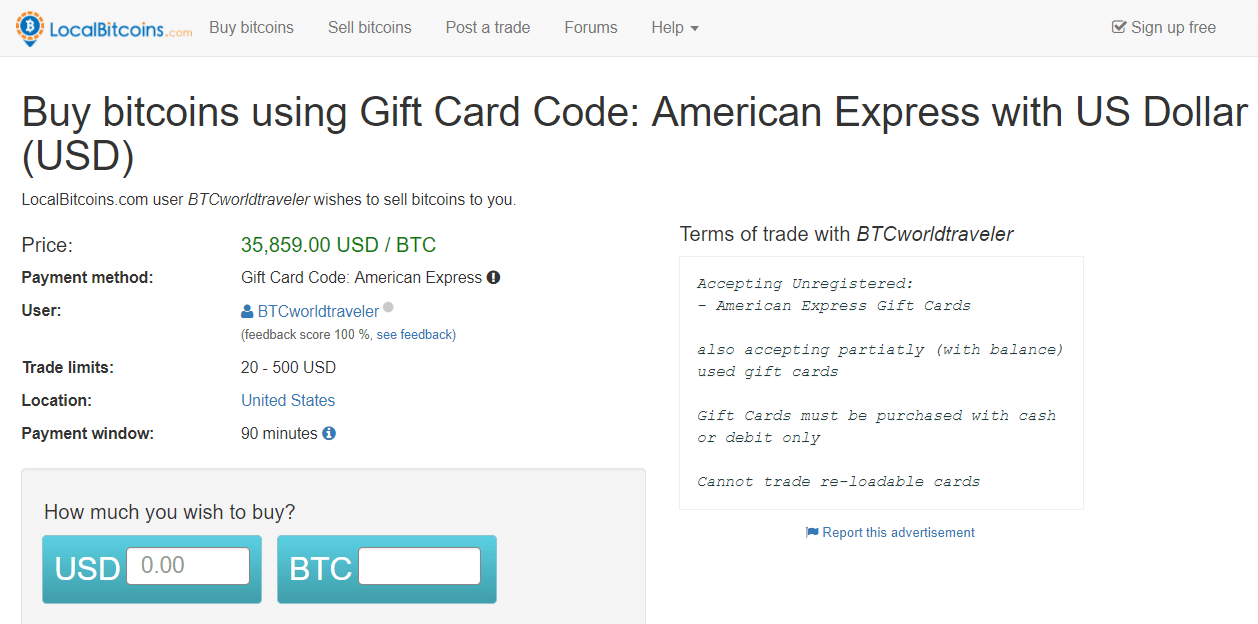 cumpărați bitcoin cu card american express gift