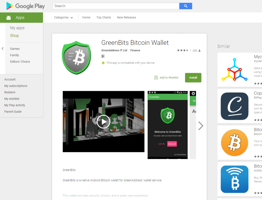 GreenAddress mobile application