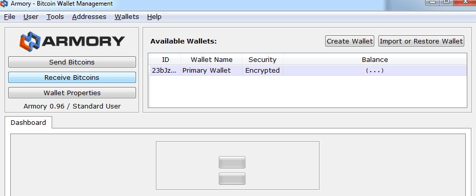 How to receive bitcoins at Armory