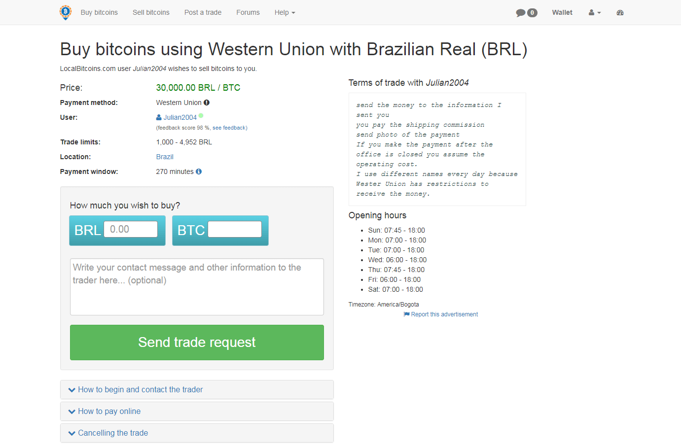 Buy BTC with Brazilian Real