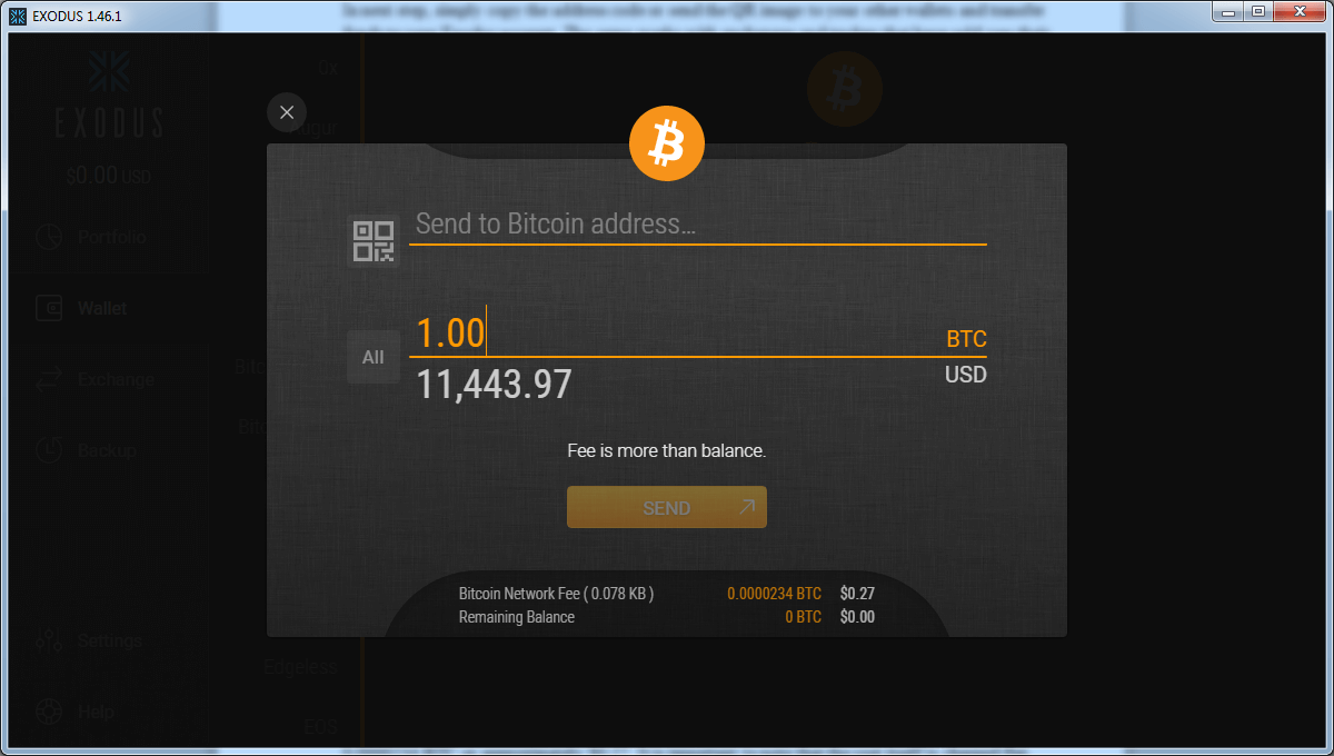 transfer fee electrum vs exodus wallet