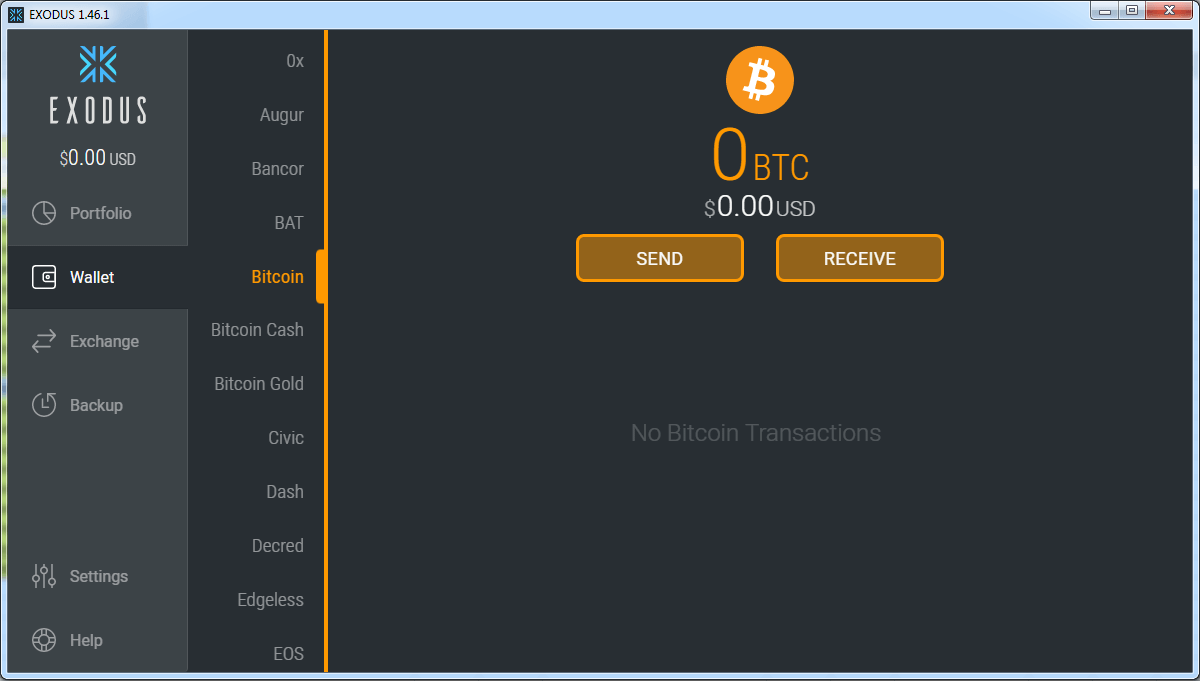 exodus fees for buying bitcoin