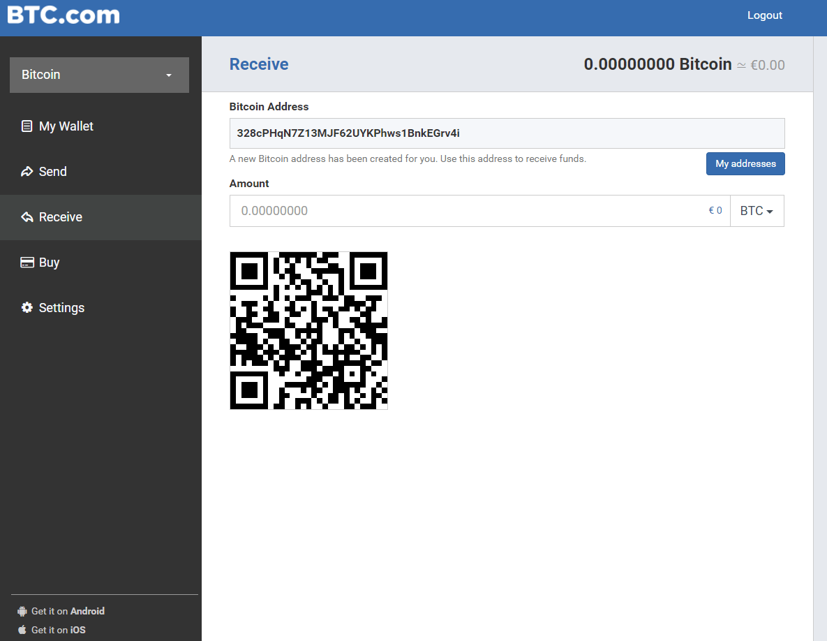 How to receive bitcoins on BTC.com