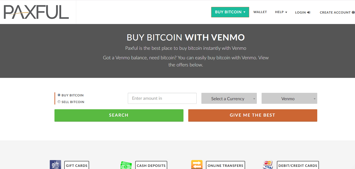 Buy BTC with Venmo at Paxful