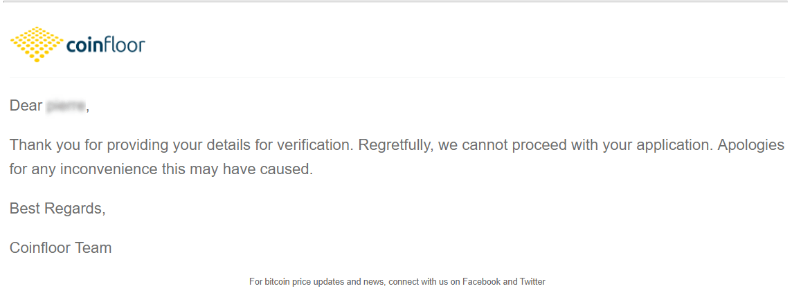 Coinfloor account verification unsuccess