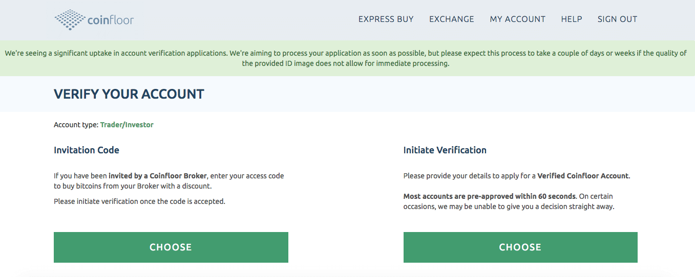Coinfloor account verification