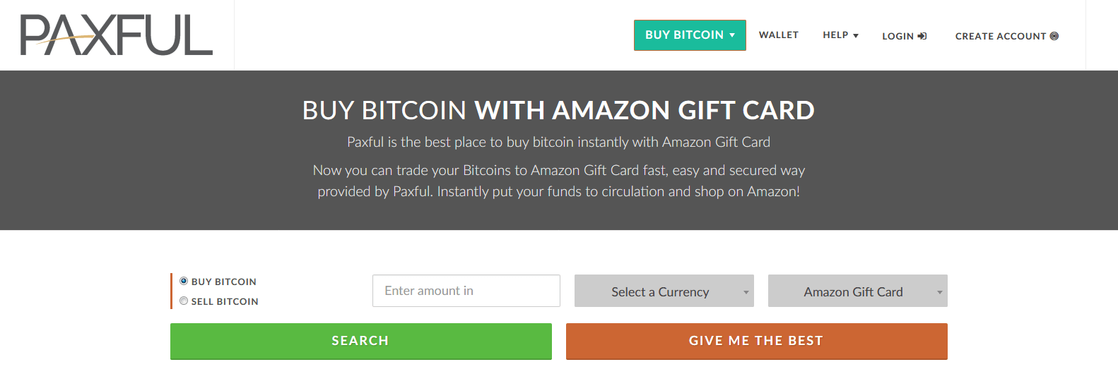 Pay with Amazon Gift Card at Paxful