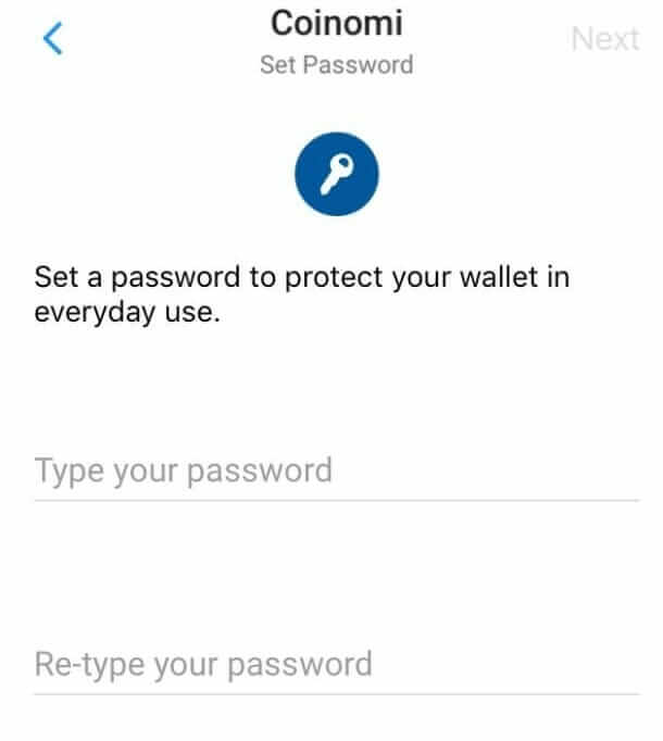 Set password to protect Coinomi wallet