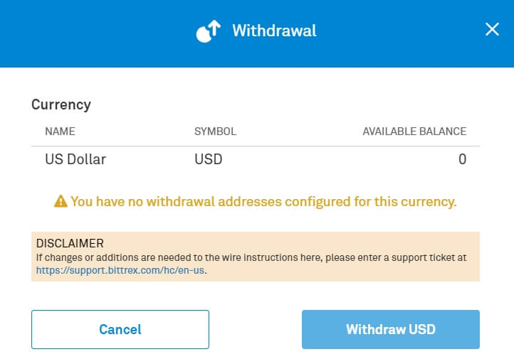 Withdraw bitcoins on Bittrex