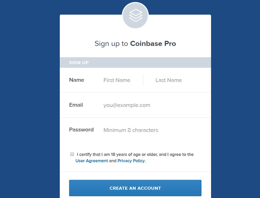 Create account on Coinbase Pro (GDAX)