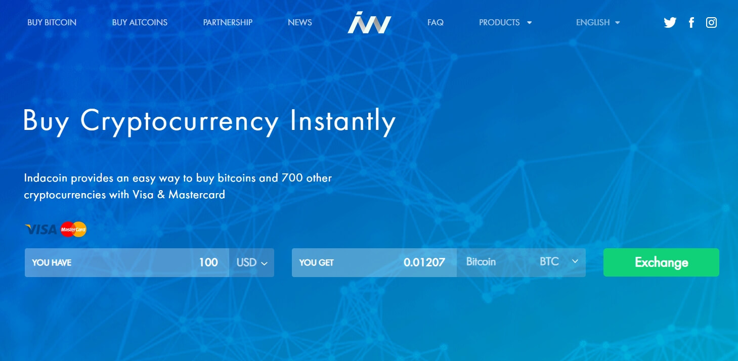 Indacoin main page